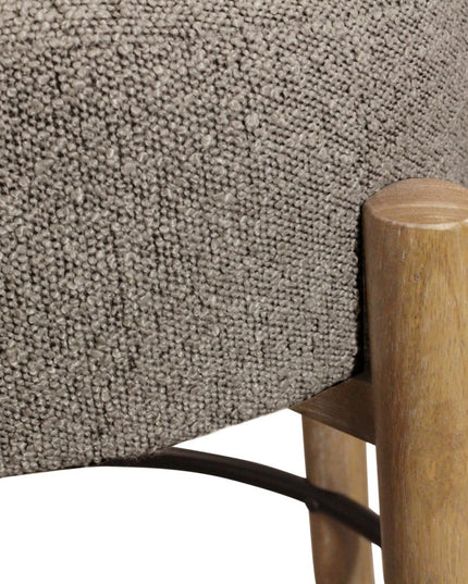 Set of Two Gray and Natural Fabric and Solid Wood Backless Counter Height Bar Chairs