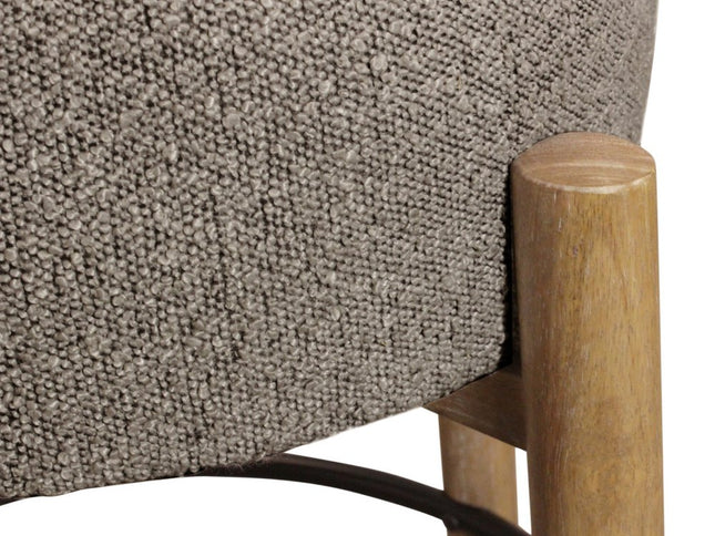 Set of Two Gray and Natural Fabric and Solid Wood Backless Counter Height Bar Chairs