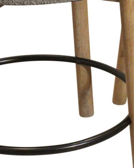 Set of Two Gray and Natural Fabric and Solid Wood Backless Counter Height Bar Chairs