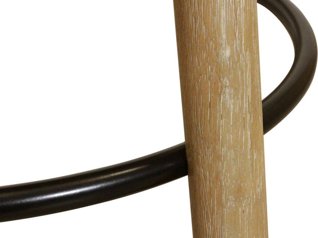 Set of Two Rust and Natural Fabric and Solid Wood Backless Counter Height Bar Chairs