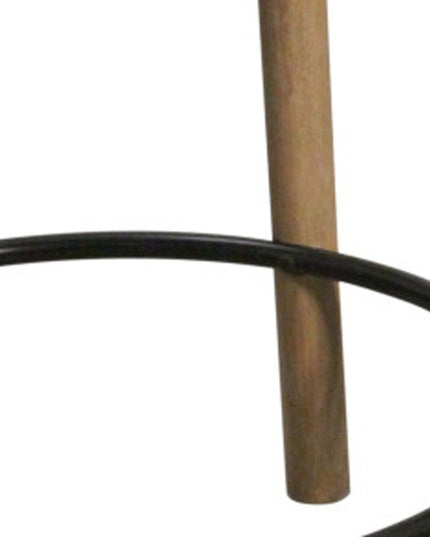 Set of Two Rust and Natural Fabric and Solid Wood Backless Counter Height Bar Chairs