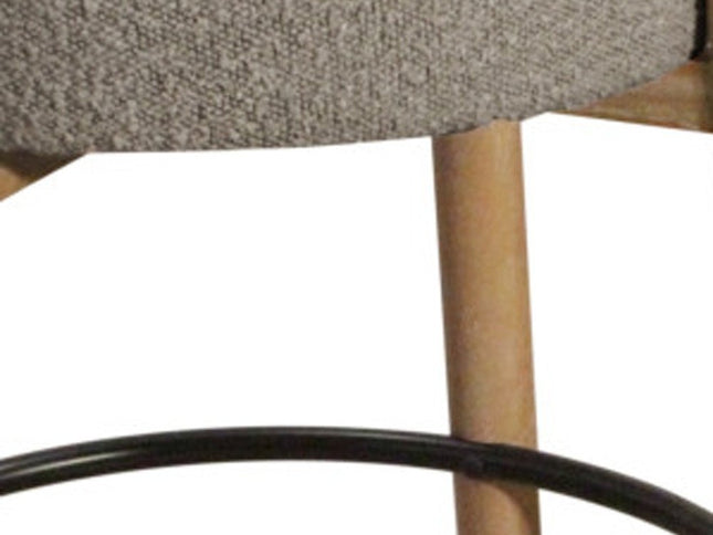 Set of Two Gray and Natural Fabric and Solid Wood Backless Bar Height Bar Chairs