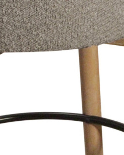 Set of Two Gray and Natural Fabric and Solid Wood Backless Bar Height Bar Chairs