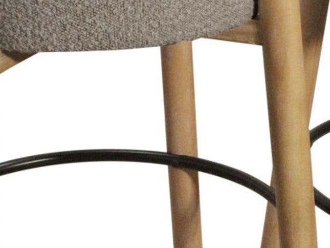 Set of Two Gray and Natural Fabric and Solid Wood Backless Bar Height Bar Chairs