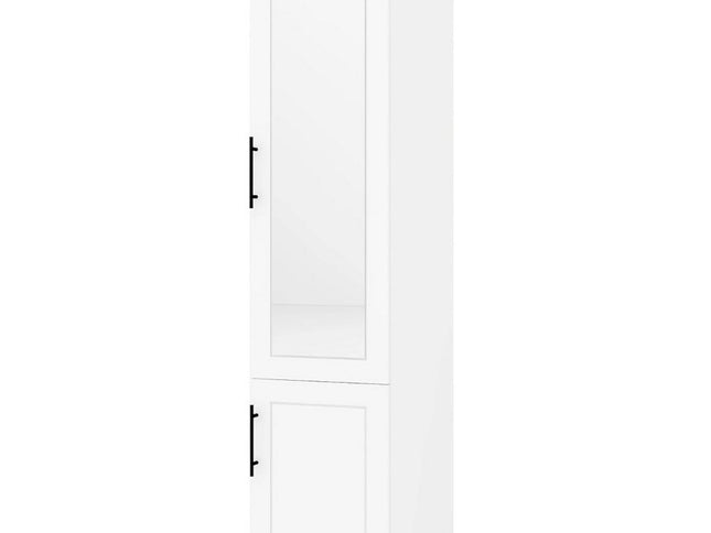 71" White Wood Mirrored Two Door Combo Dresser