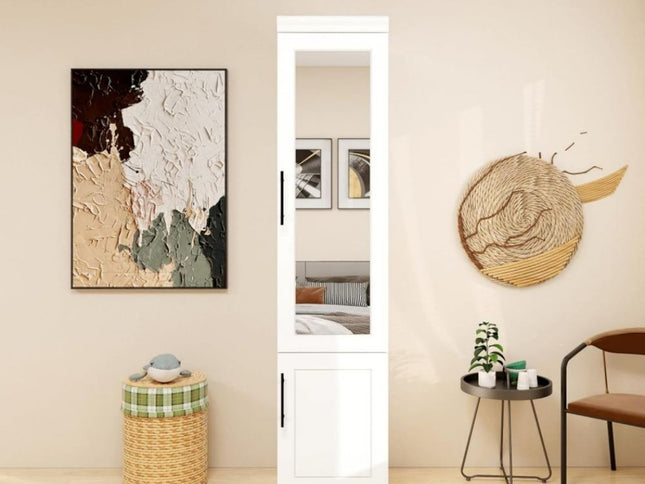 71" White Wood Mirrored Two Door Combo Dresser