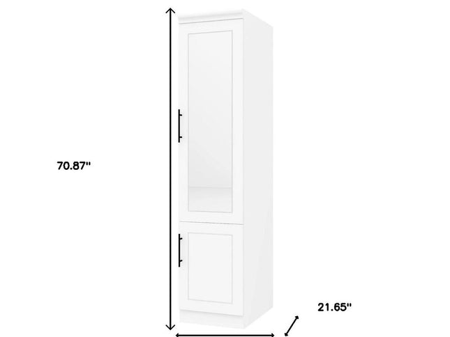 71" White Wood Mirrored Two Door Combo Dresser