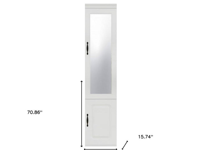 71" White Wood Mirrored Two Door Combo Dresser