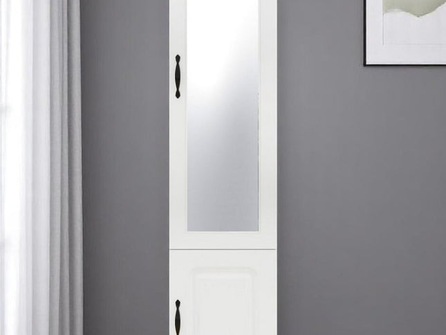 71" White Wood Mirrored Two Door Combo Dresser