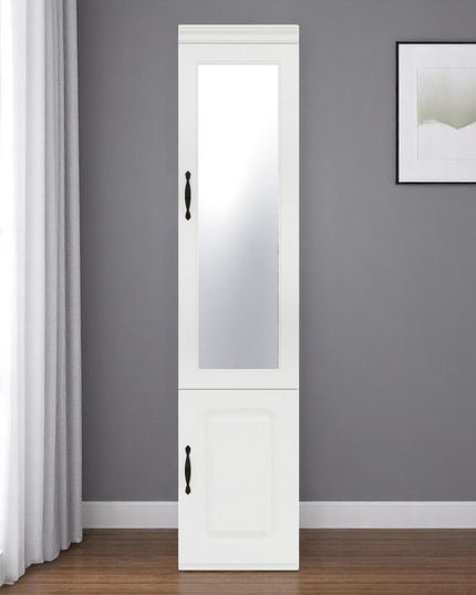 71" White Wood Mirrored Two Door Combo Dresser