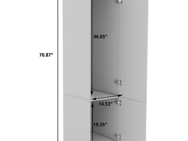 71" White Wood Mirrored Two Door Combo Dresser