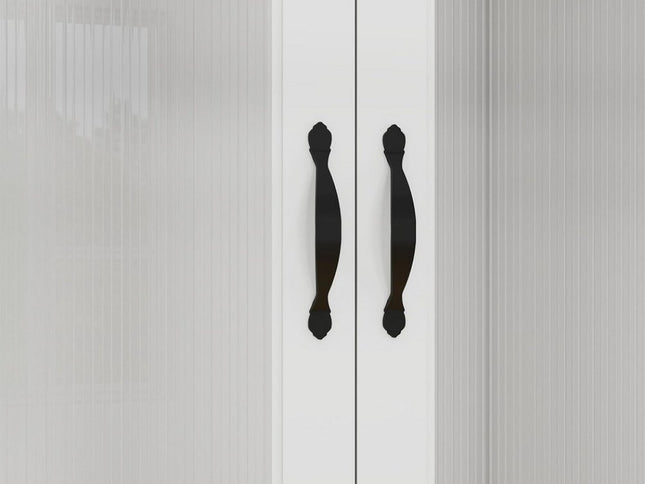 71" White Wood Two Door Two Drawer Combo Dresser