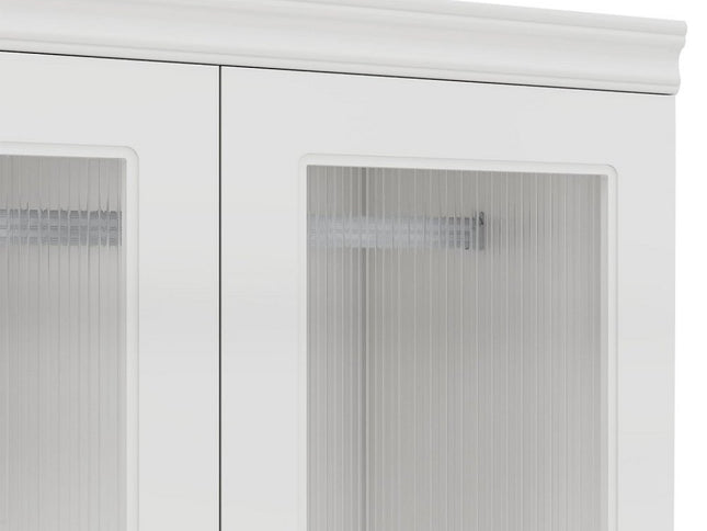 71" White Wood Two Door Two Drawer Combo Dresser