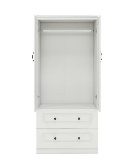 71" White Wood Two Door Two Drawer Combo Dresser