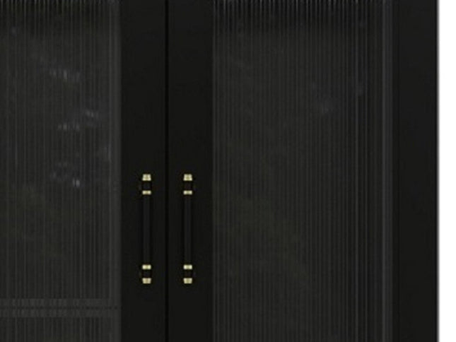 71" Black Wood Two Door Two Drawer Combo Dresser