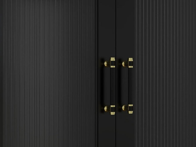 71" Black Wood Two Door Two Drawer Combo Dresser