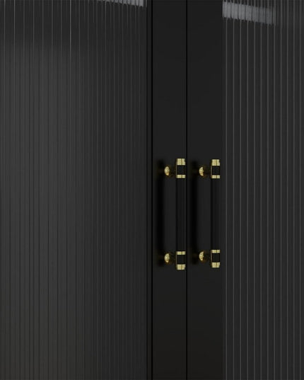 71" Black Wood Two Door Two Drawer Combo Dresser