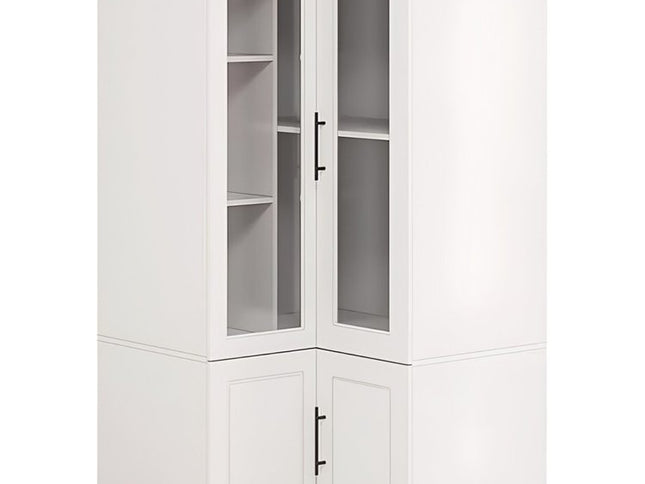 71" White Wood Four Door Corner Combo Dresser