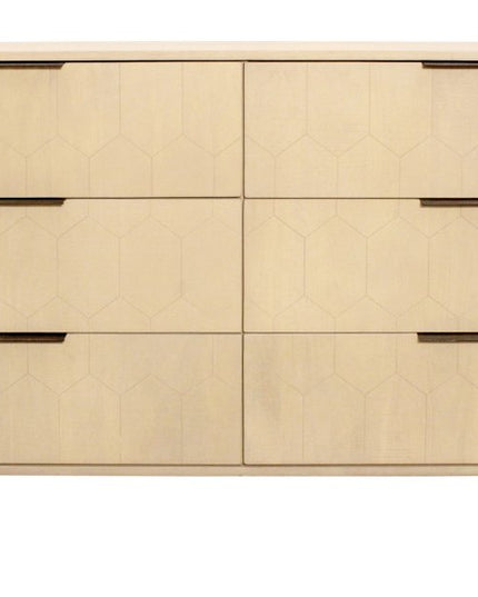 56" Natural Solid Wood Six Drawer Dresser