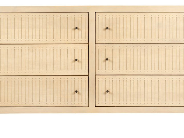 68" Natural Solid Wood Six Drawer Dresser