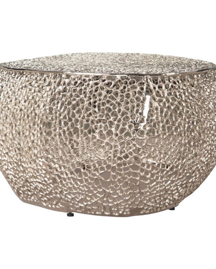 50" Silver Aluminum Oval Pedestal Coffee Table