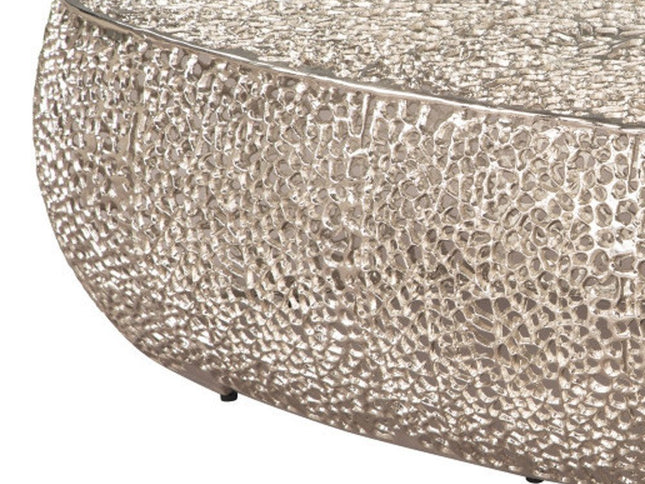 50" Silver Aluminum Oval Pedestal Coffee Table