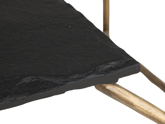 48" Brass Glass and Iron Pedestal Coffee Table