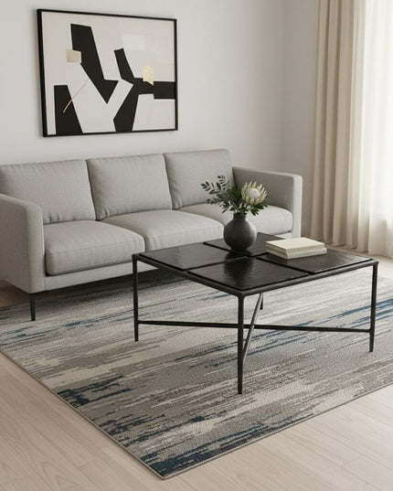 32" Black Glass and Aluminum Square Pedestal Coffee Table