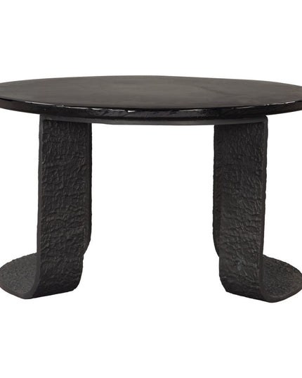 32" Black Glass and Aluminum Round Pedestal Coffee Table