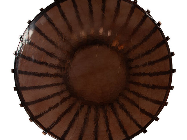 34" Bronze Glass and Iron Round Pedestal Coffee Table