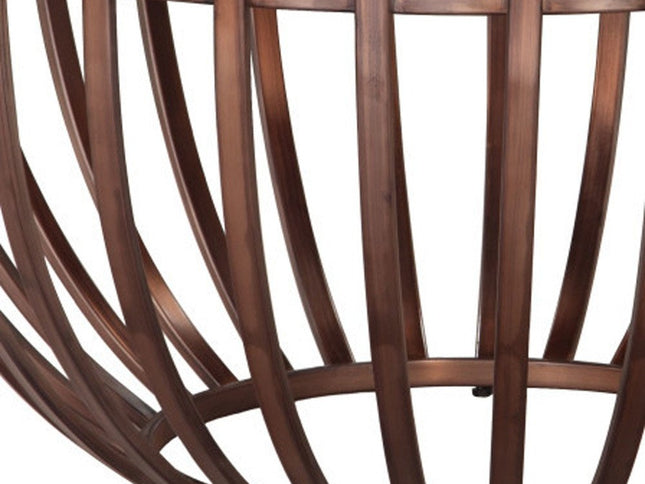 34" Bronze Glass and Iron Round Pedestal Coffee Table