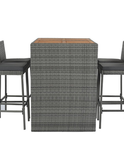 Five Piece Brown and Gray Solid Wood Dining Set with Four Chairs