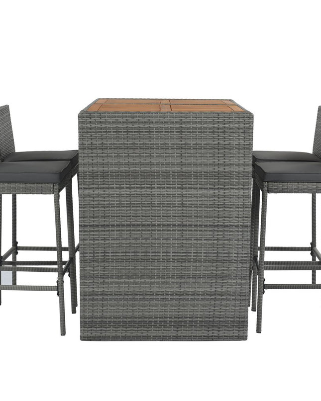 Five Piece Brown and Gray Solid Wood Dining Set with Four Chairs