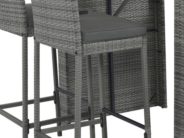 Five Piece Brown and Gray Solid Wood Dining Set with Four Chairs