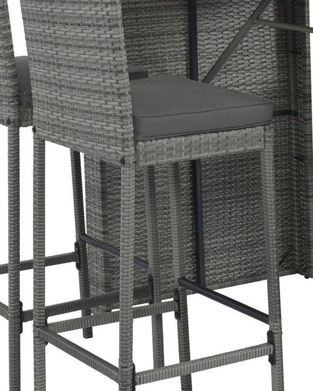 Five Piece Brown and Gray Solid Wood Dining Set with Four Chairs