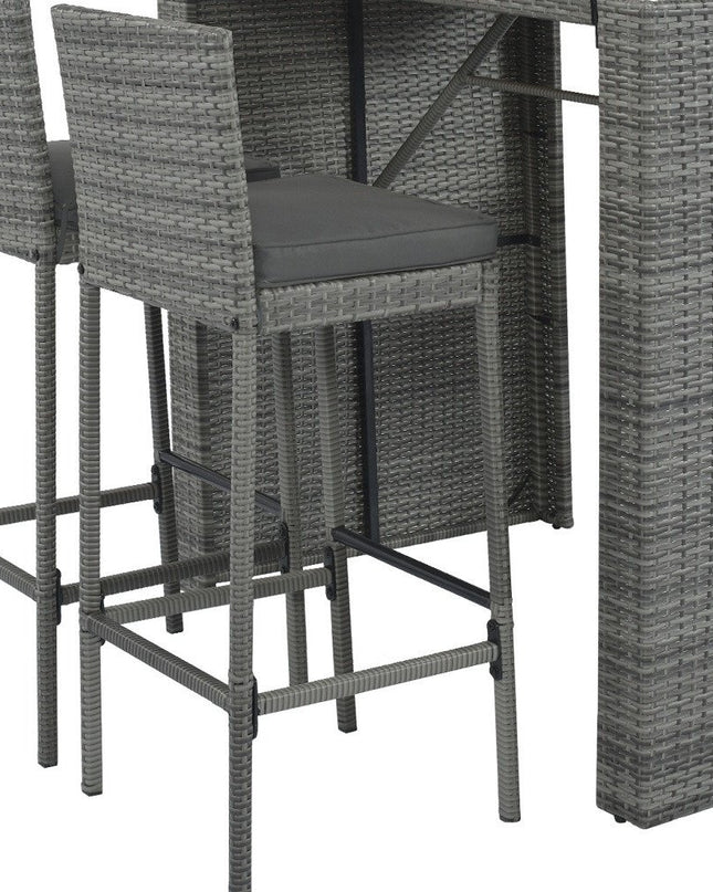 Five Piece Brown and Gray Solid Wood Dining Set with Four Chairs