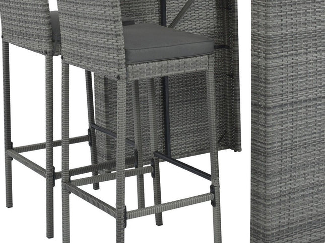 Five Piece Brown and Gray Solid Wood Dining Set with Four Chairs