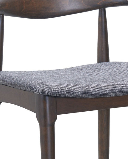 Set of Two Gray Solid Wood and Fabric Low Back Bar Chairs