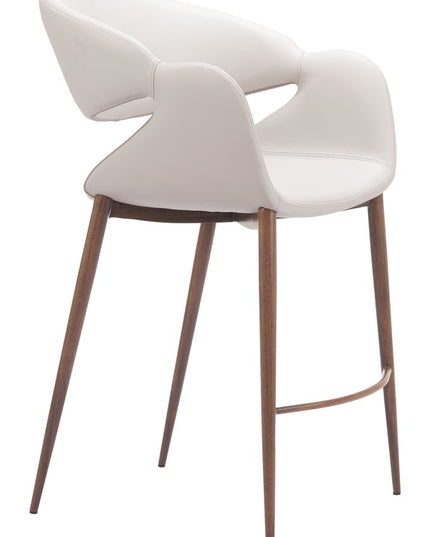 Set of Two Beige Wood and Fabric Low Back Bar Chairs