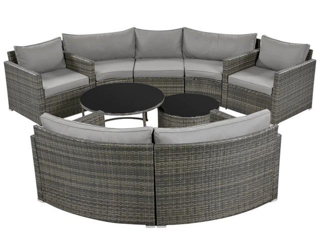Two Piece Outdoor Gray Wicker Sectional Seating Group with Gray Cushions