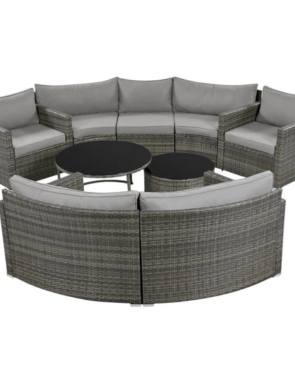 Two Piece Outdoor Gray Wicker Sectional Seating Group with Gray Cushions