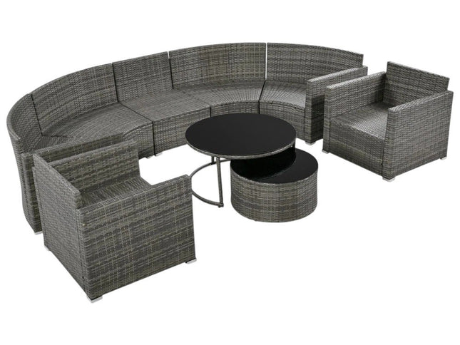 Two Piece Outdoor Gray Wicker Sectional Seating Group with Gray Cushions