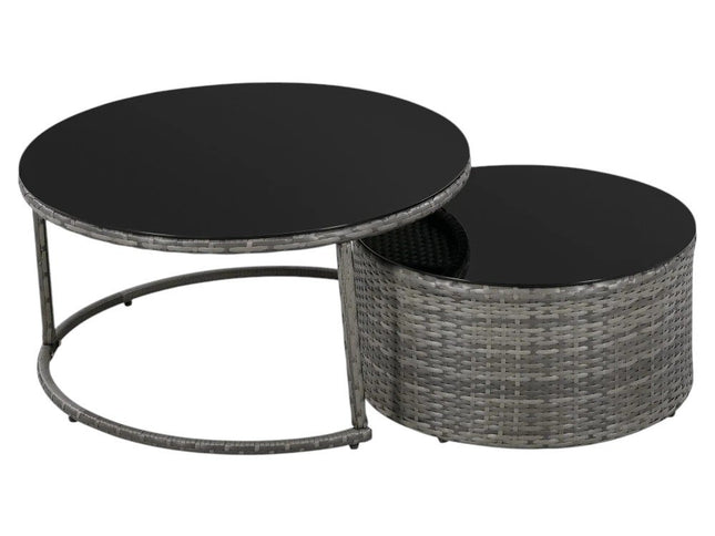 Two Piece Outdoor Gray Wicker Sectional Seating Group with Gray Cushions