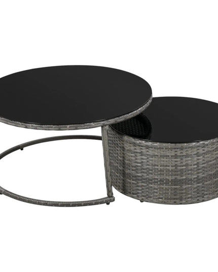 Two Piece Outdoor Gray Wicker Sectional Seating Group with Gray Cushions