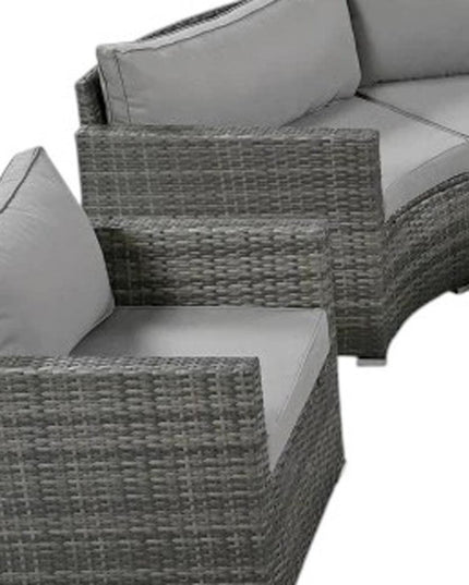Two Piece Outdoor Gray Wicker Sectional Seating Group with Gray Cushions