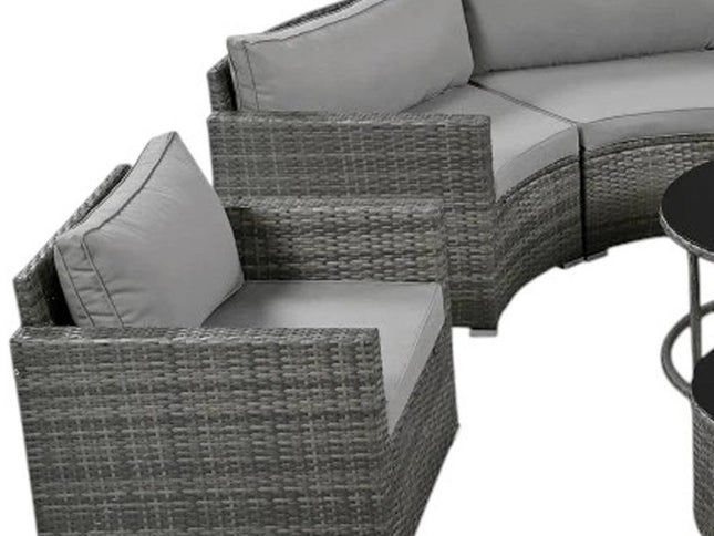 Two Piece Outdoor Gray Wicker Sectional Seating Group with Gray Cushions