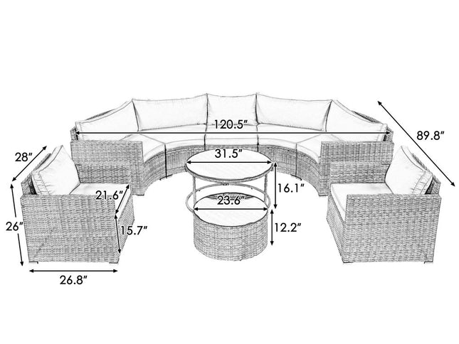 Two Piece Outdoor Gray Wicker Sectional Seating Group with Gray Cushions