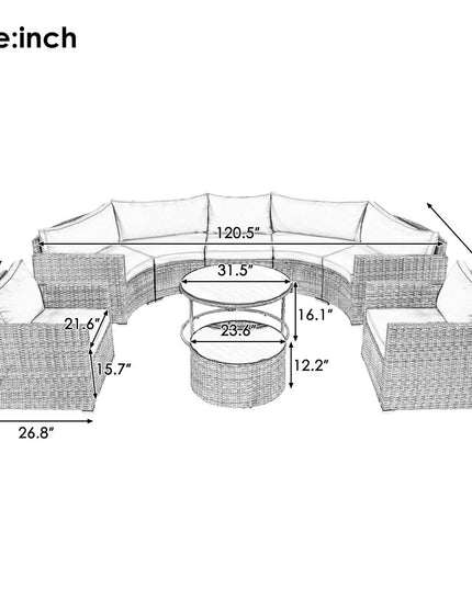 Two Piece Outdoor Gray Wicker Sectional Seating Group with Gray Cushions