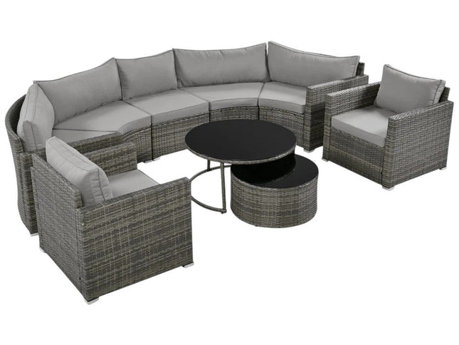 Two Piece Outdoor Gray Wicker Sectional Seating Group with Gray Cushions