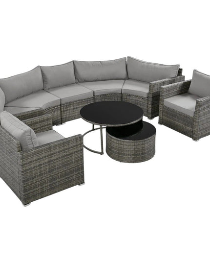 Two Piece Outdoor Gray Wicker Sectional Seating Group with Gray Cushions